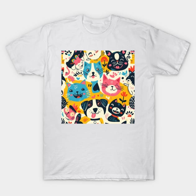 Eclectic Happy Pets and Nature Pattern T-Shirt by star trek fanart and more